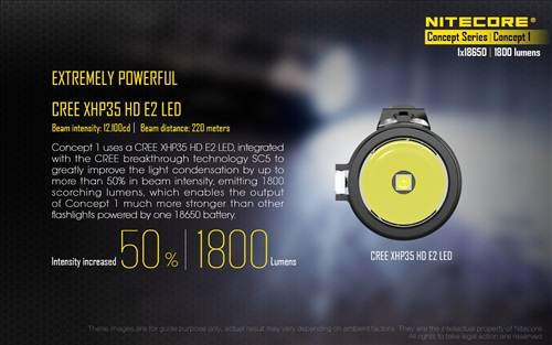 .Nitecore Concept 1 1800 Lumen Compact EDC Flashlight