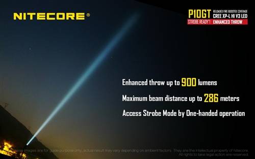 .Nitecore P10GT 900 Lumen 312 Yard Compact Tactical Flashlight