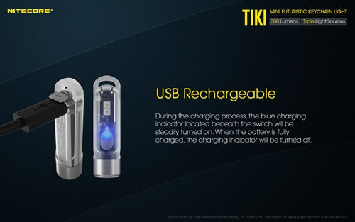.Nitecore Tiki 300 Lumen USB Rechargeable Keychain Flashlight
