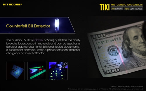 .Nitecore Tiki 300 Lumen USB Rechargeable Keychain Flashlight